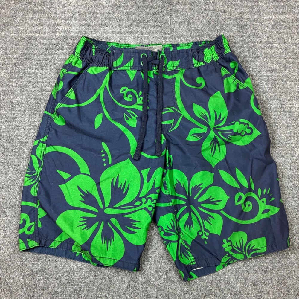Old Navy Mens Size Small 32W Swim Trunks Blue Green Tropical Hibiscus Floral